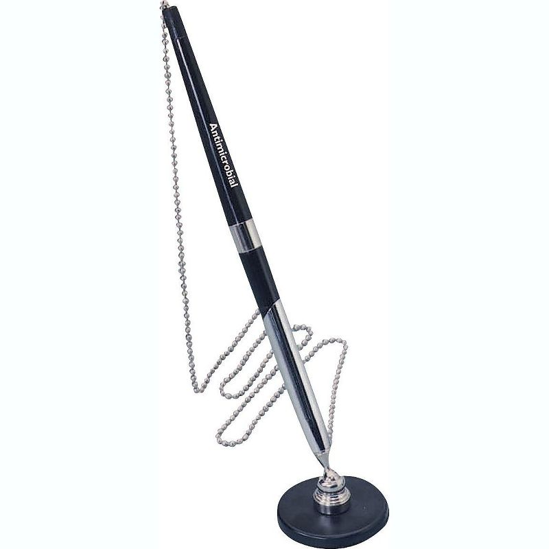 MMF Industries Chain-Riter Stick-On Antimicrobial Ballpoint Counter Pen Black Ink Fine 28804