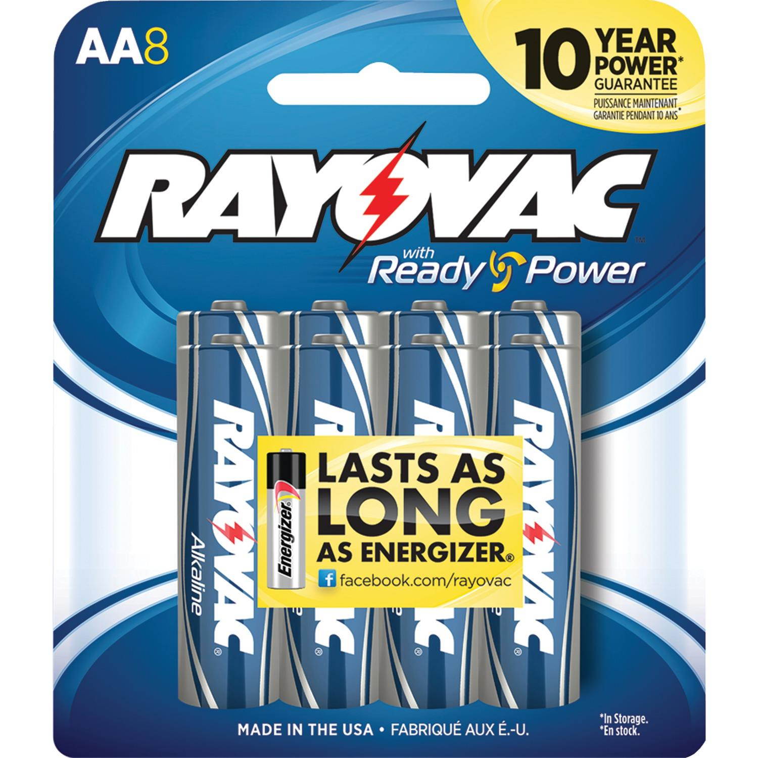 Rayovac High Energy Premium Alkaline Aa Batteries, 8/Pack 8158K