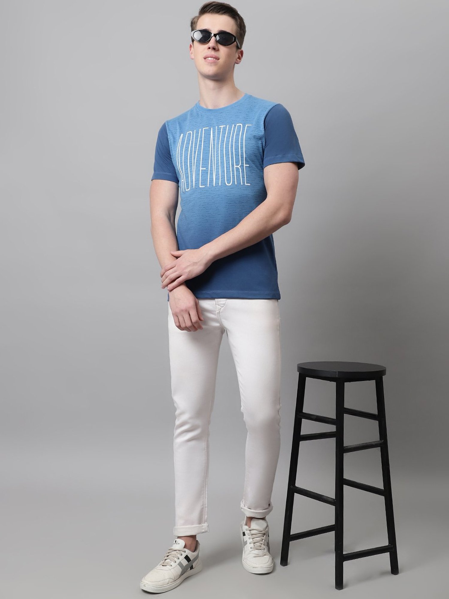 Venitian- Forbidden Clothing Ocean Blue Slim Fit Printed T-Shirt