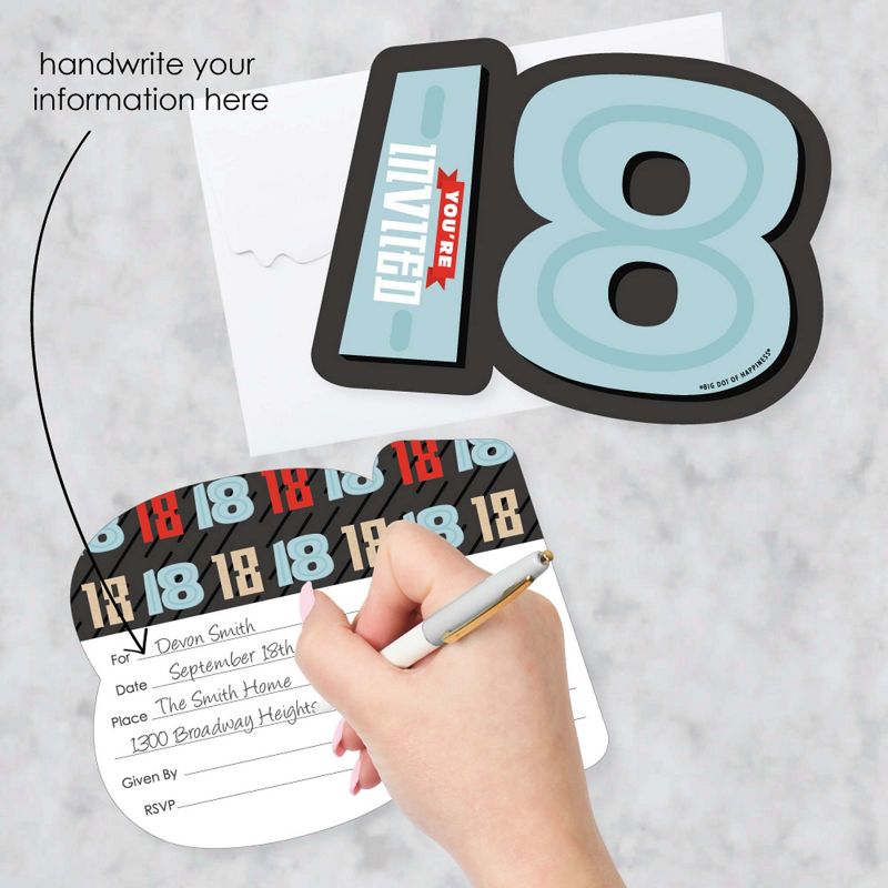 Big Dot of Happiness Adult 70th Birthday - Gold - Shaped Fill-In Invitations - Birthday Party Invitation Cards with Envelopes - Set of 12