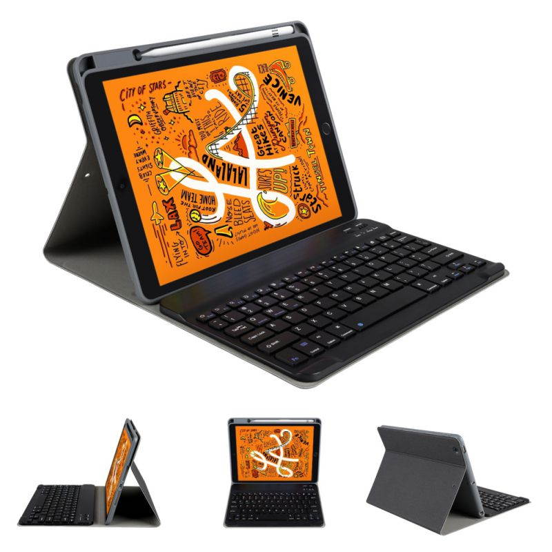 Ochine Keyboard Case for New iPad 8th Gen (2020) / 7th Generation (2019) 10.2 Inch, Soft TPU Back Stand Cover with Pencil Holder, Magnetically Detachable Wireless Bluetooth Keyboard
