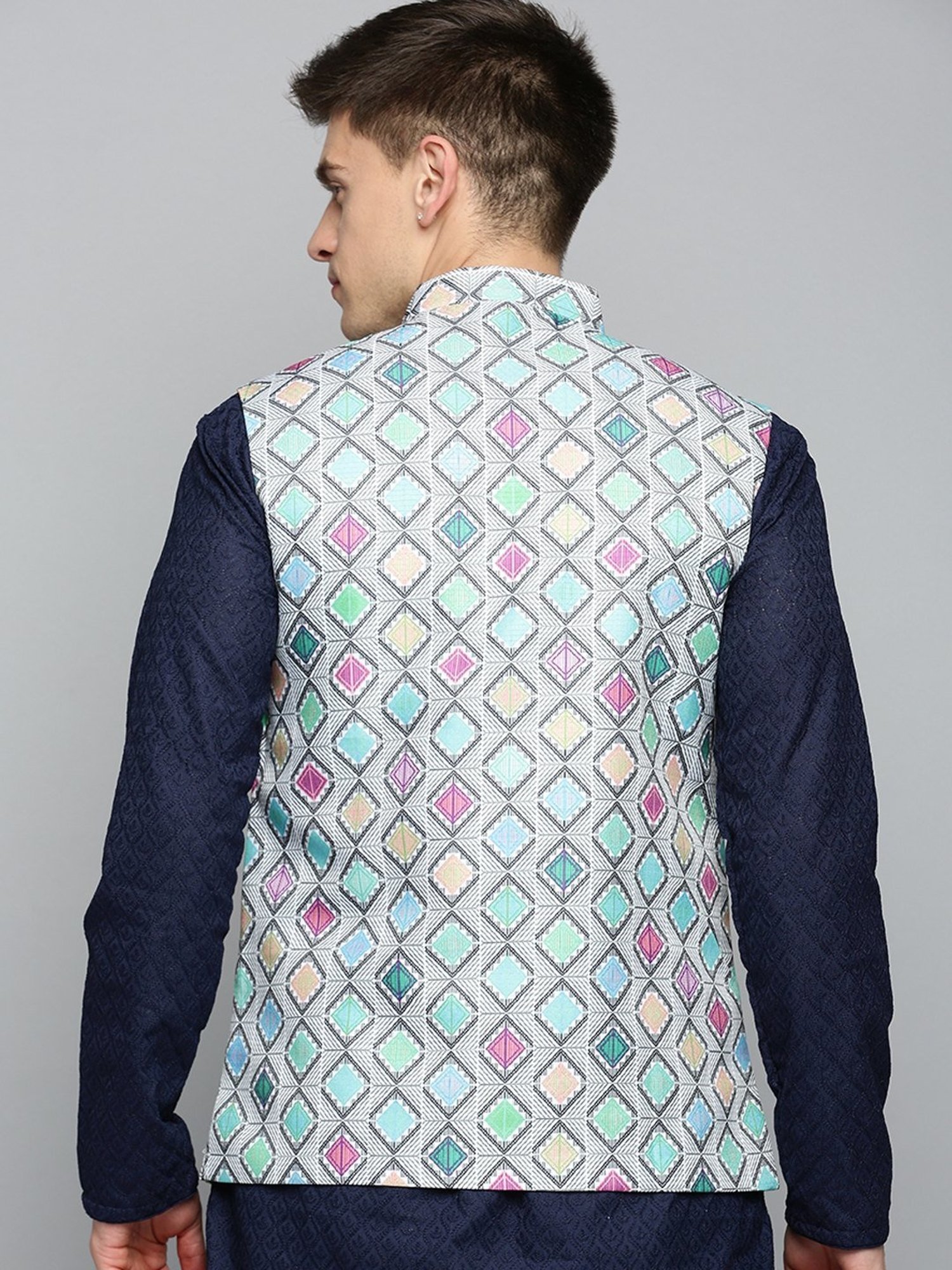 Showoff Multi Cotton Regular Fit Printed Nehru Jacket