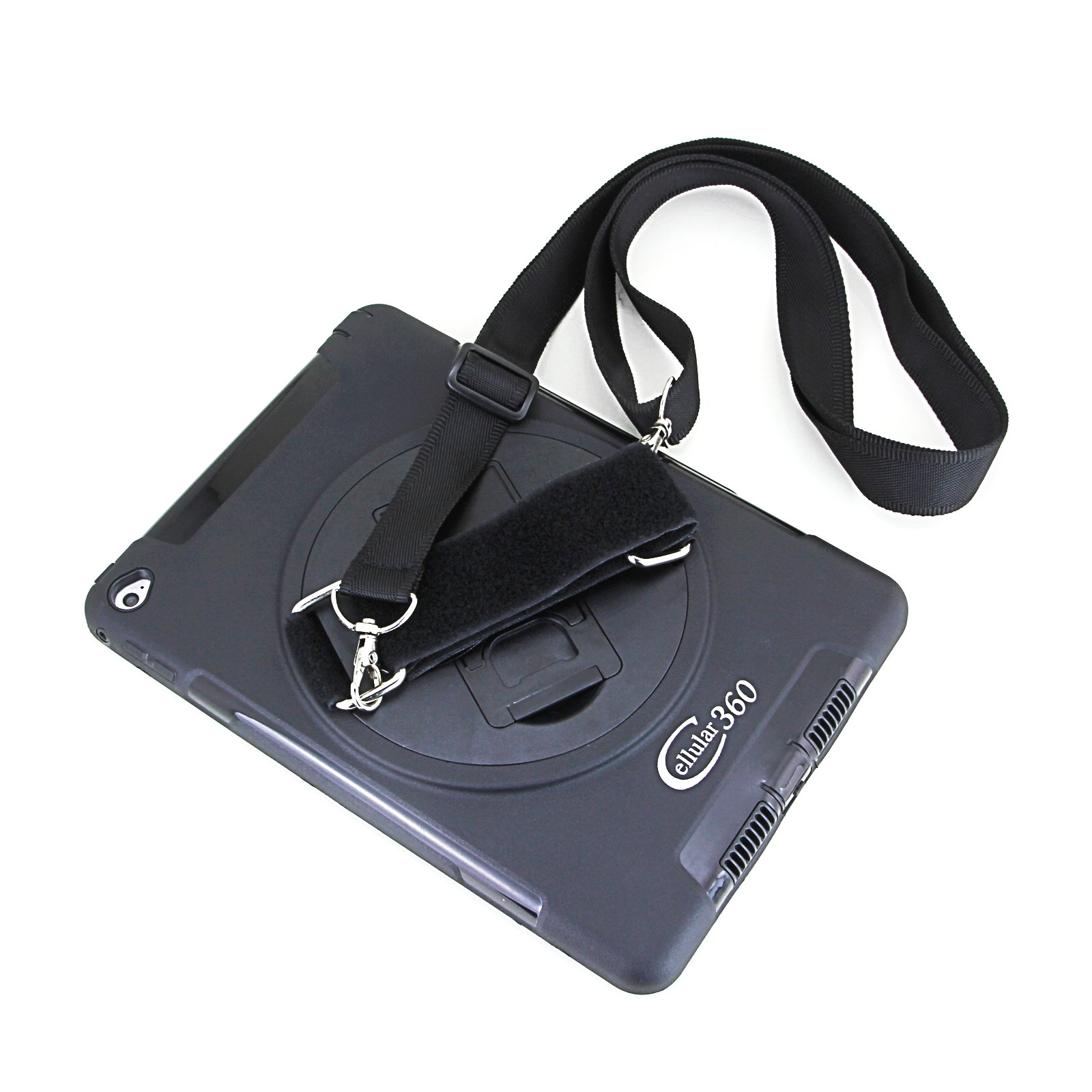 Cellular360 Apple iPad 9.7 2017 2018, iPad 5th Gen., iPad 6th Gen. Shockproof Case with 360 Degrees Rotatable Kickstand, Adjustable Handle and Shoulder Strap