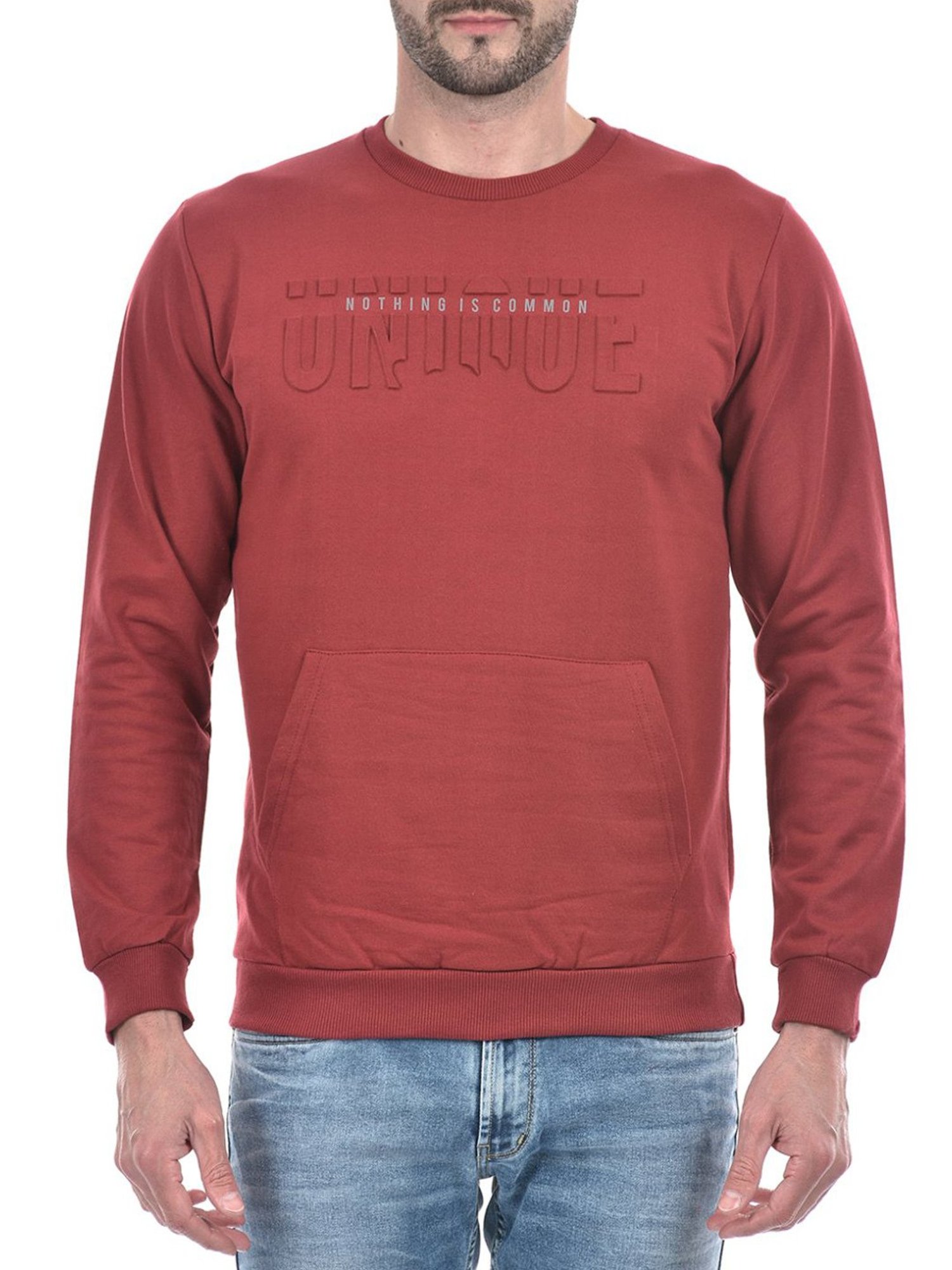Lawman Maroon Cotton Regular Fit Printed Sweatshirts