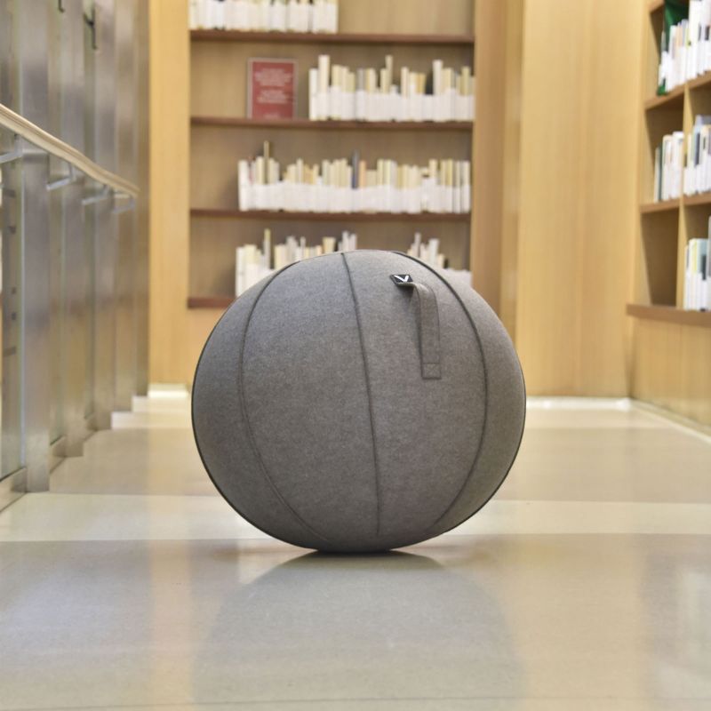 Vivora Luno MAX Classic Series Luxury Felt Sitting and Fitness Ball Chair with Handle, Clay