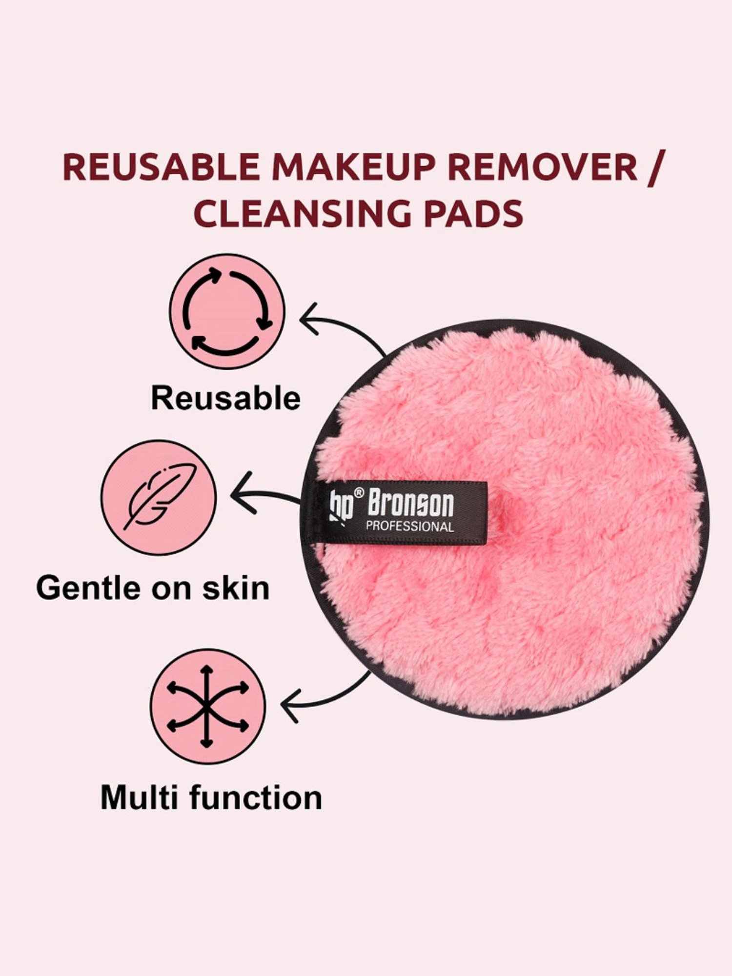 Bronson Professional Reusable Makeup Remover Cleansing Pads - 2 Pieces