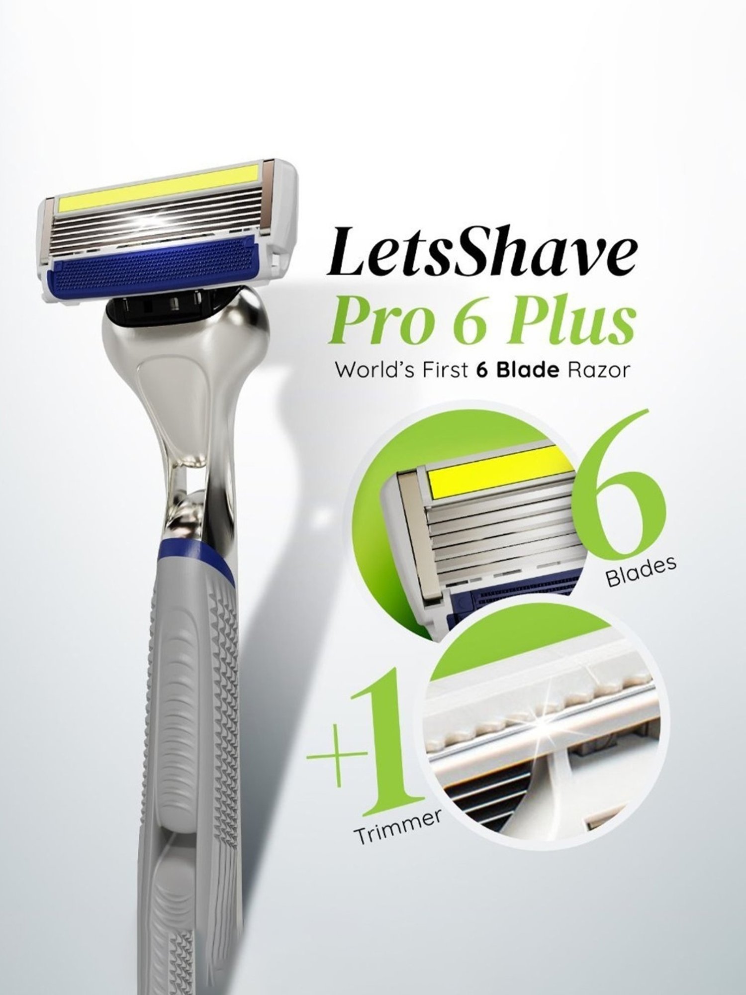 LetsShave Pro 6 Plus Face and Body Razor (Silver)
