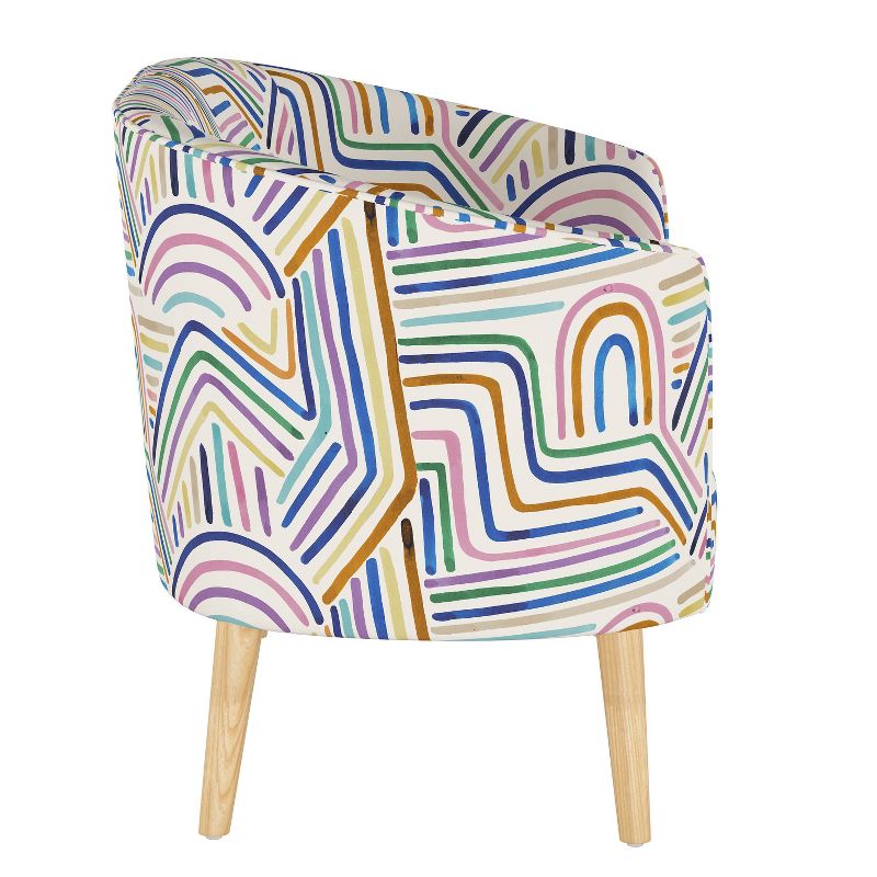 Curved Settee Rainbow Strokes Ochre - Skyline Furniture