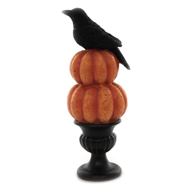 Halloween 9.0" Pumpkin Topiary Planter Crow  -  Decorative Figurines