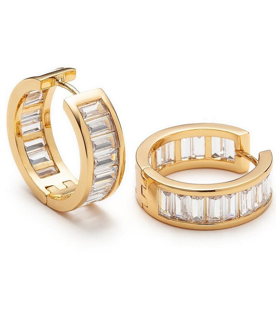 With Love Darling Emerald Cut Cz Hoop Earrings
