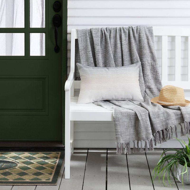 Sunbrella Ombre Outdoor Throw Pillow Gray