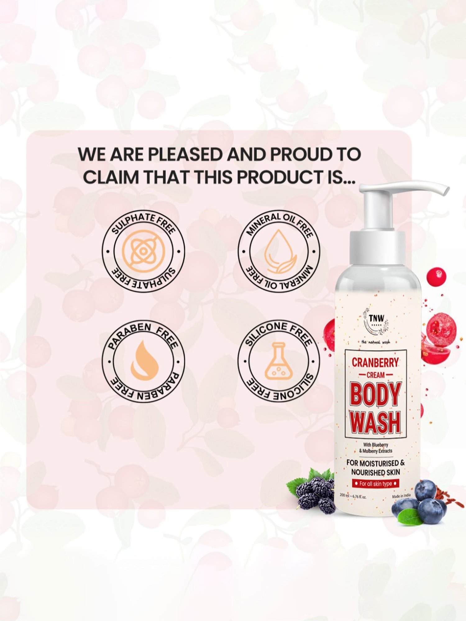 TNW-The Natural Wash Cranberry Cream Body Wash - 200 ml