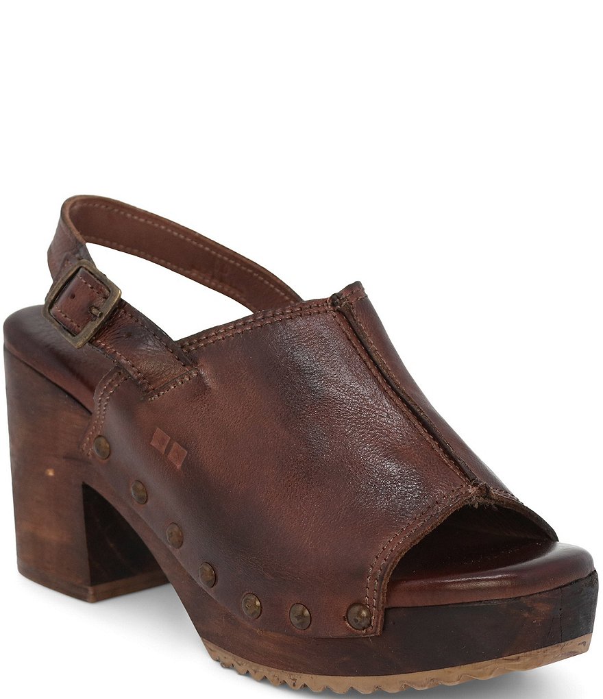 Bed Stu Marie Leather Block Heel Sling Back Platform Sandals