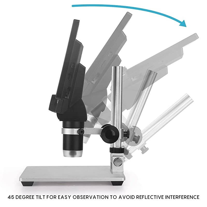 Digital USB Microscope 7 inch HD Screen 1200X Magnification Camera Video Recorder with Rechargeable Battery,8 LED Lights for Soldering PCB Circuit Board Repair Coins Insect