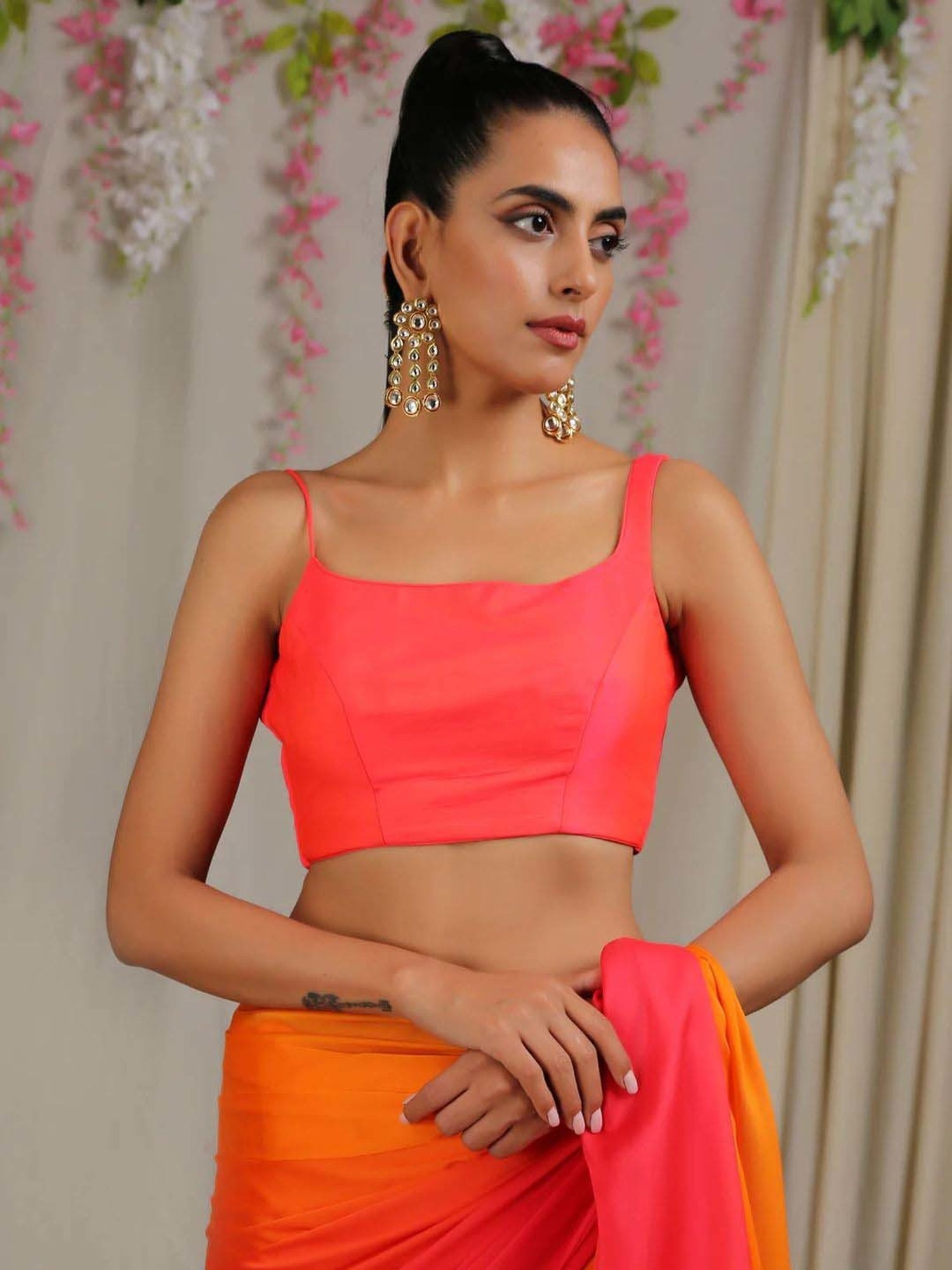 Swtantra Orange Plain Readymade Blouse
