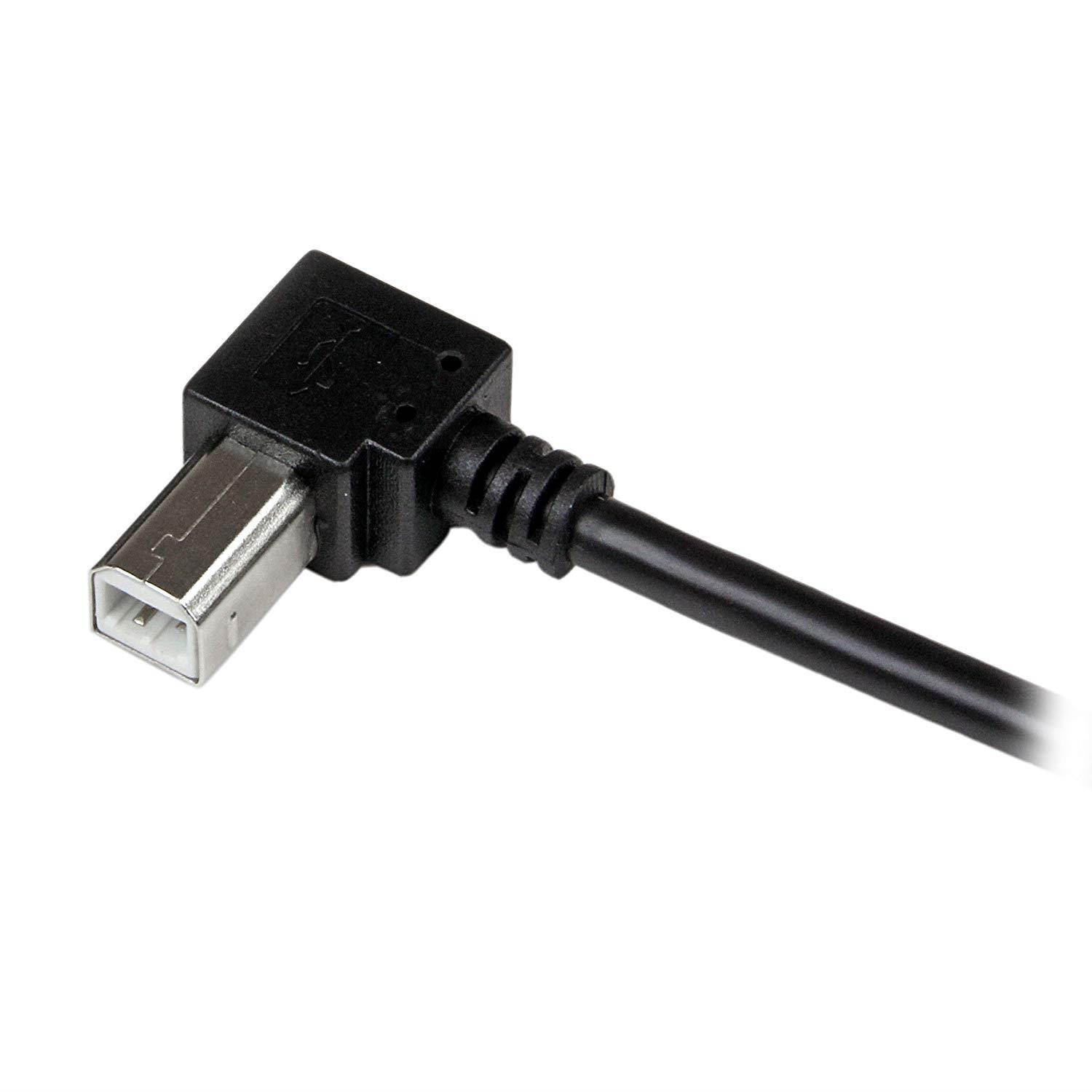 1m USB 2.0 A to Right Angle B Cable Cord - 1 m USB Printer Cable - Right Angle USB B Cable - 1x USB A (M), 1x USB B (M)