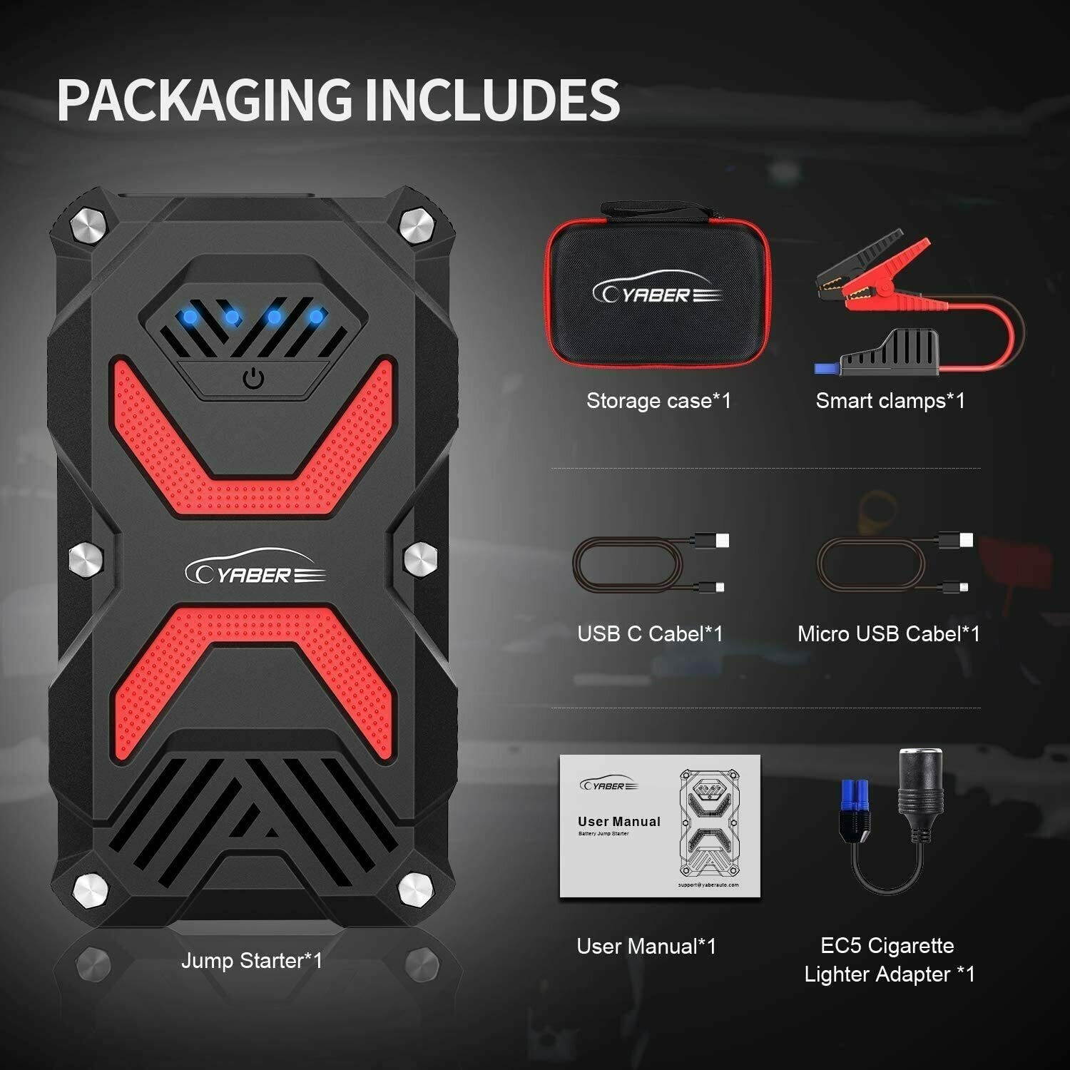 Jump Starter, Car Battery Jump Starter Pack 1000A 13800mAh Power Bank