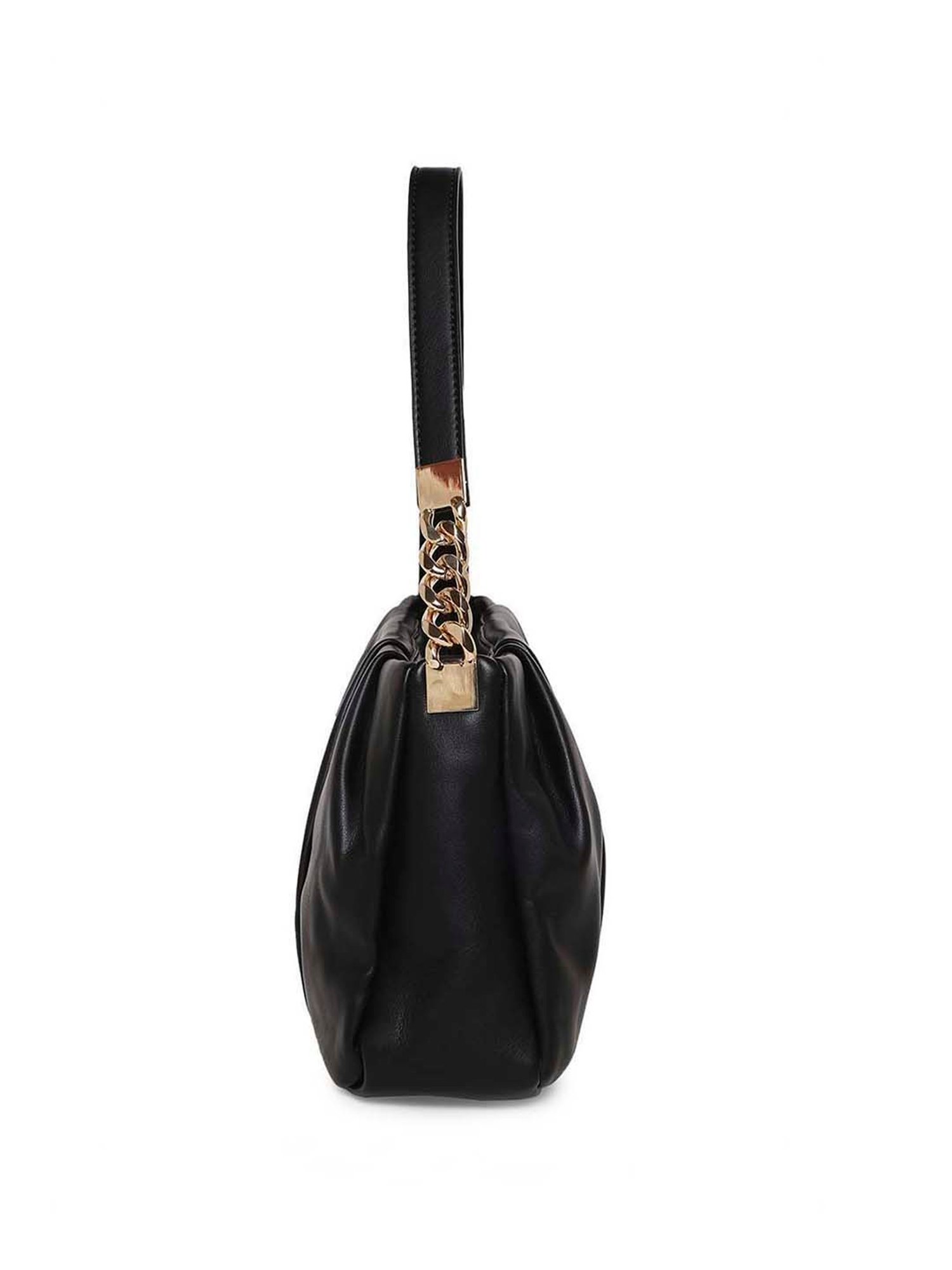 Marina Galanti Black Textured Medium Baguette Bag