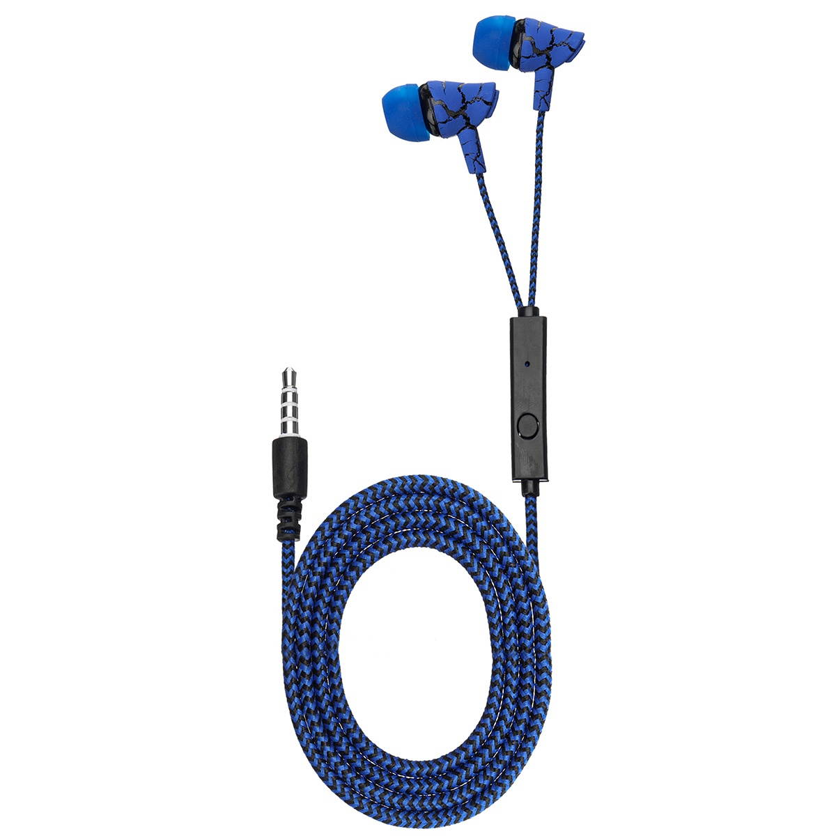 Headphone Wired Earphone Braided Wiring In-ear Crack Earphone w/Wheat Microphone - Blue
