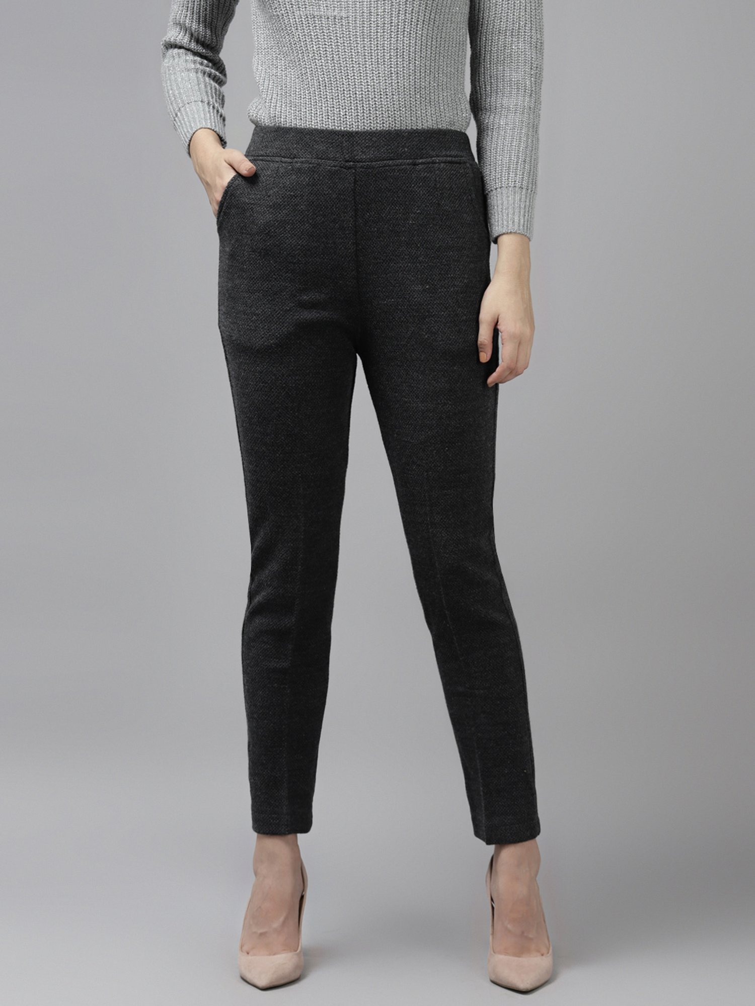 Cayman Grey Mid Rise Trousers
