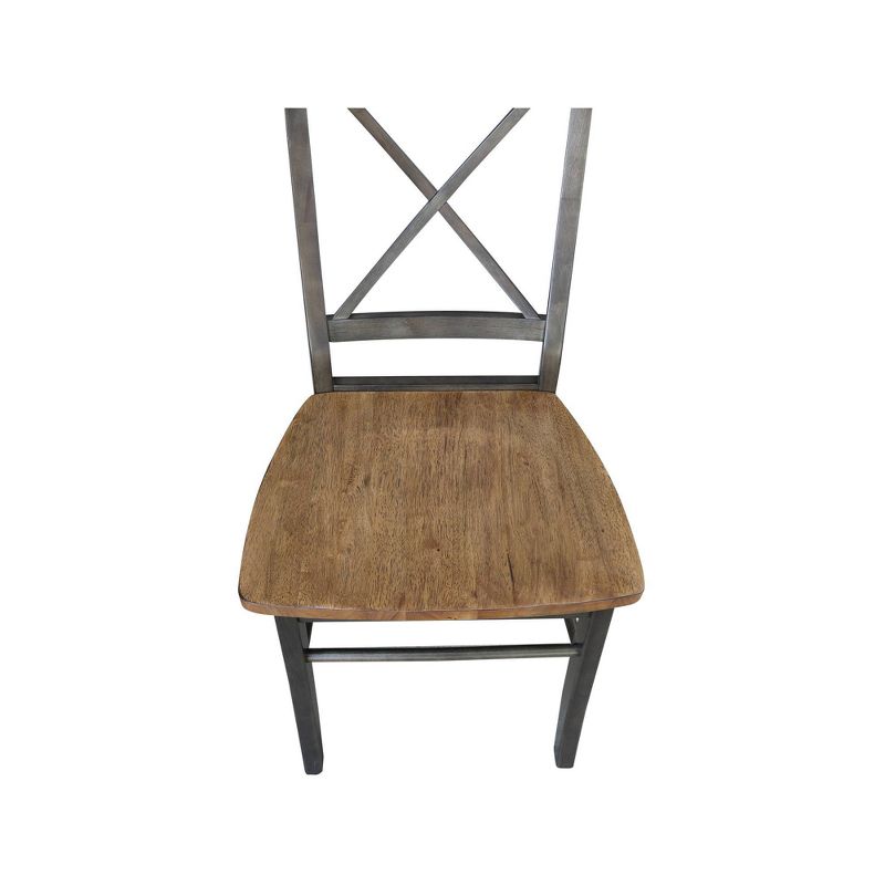 Set of 2 X Back Chairs with Wood Seat Hickory Brown - International Concepts