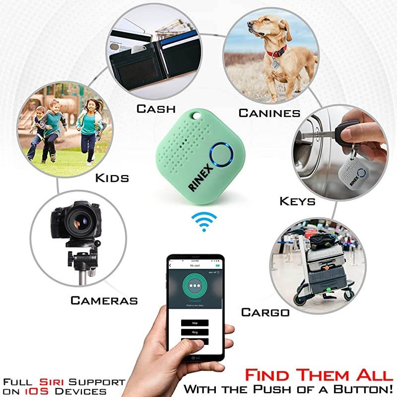 Bluetooth Key Finder Key Locator Device with App Siri Compatibility Extra Battery AntiLost GPS Keychain Tracker Device for Phone Luggage Backpack Wallet GPS Tracking Chip Tags by