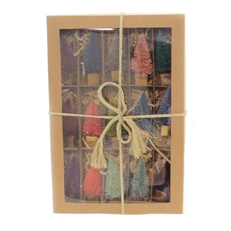 Christmas 3.25" Sisal Tree Boxed Set 15 Glitterville  -  Decorative Figurines