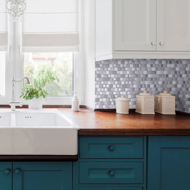 Smart Tiles 3D Peel and Stick Backsplash 4 Sheets of 10.20" x 8.85" Kitchen and Bathroom Wallpaper Brixia Cassoria