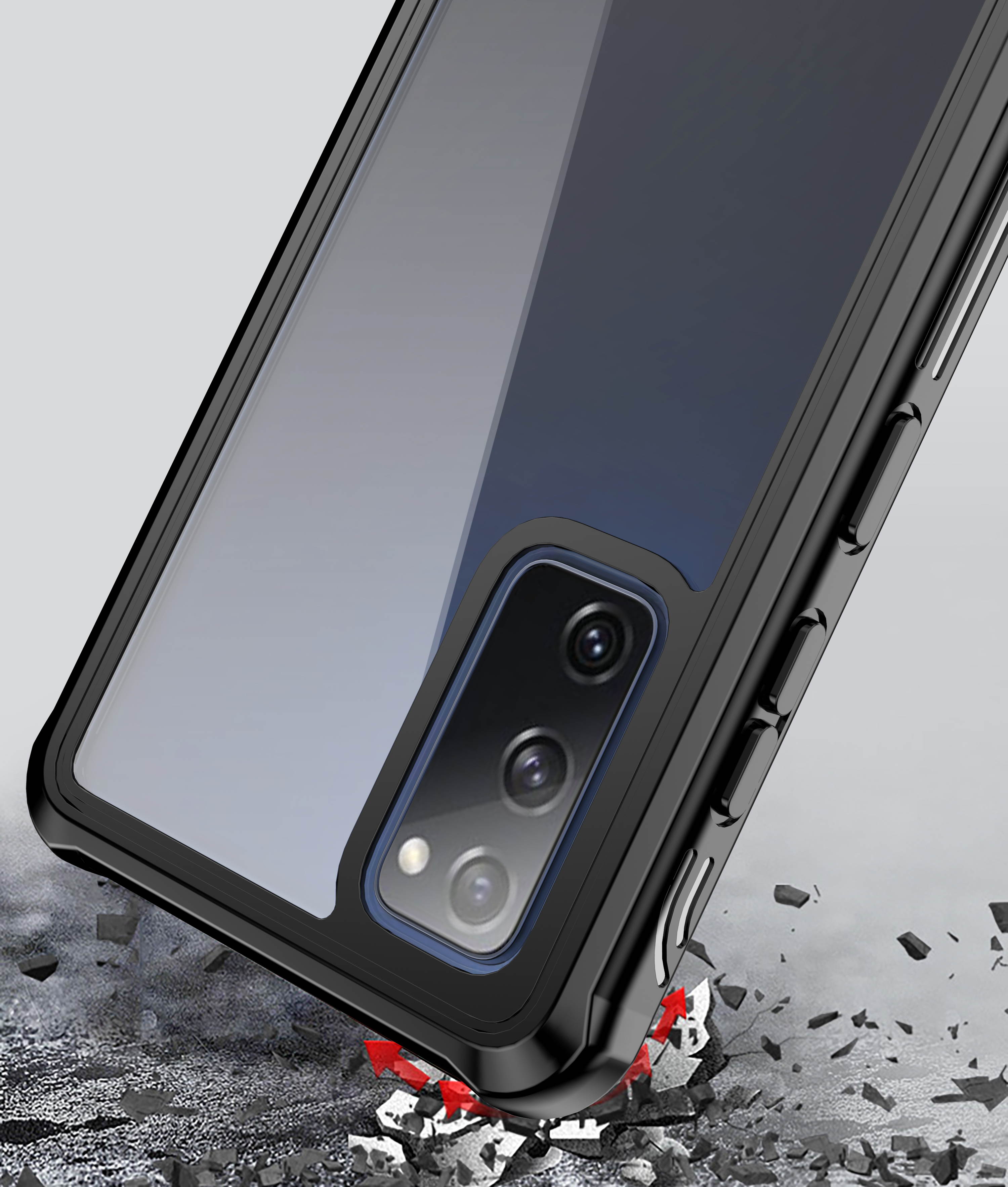 JS Designed FOR Samsung S20 FE Case 6.5",Full Body with Built-in Screen Protector Rugged Clear Shockproof Bumper X-Series Case for Samsung S20 FE Case 6.5 inch Case Black,not Waterproof