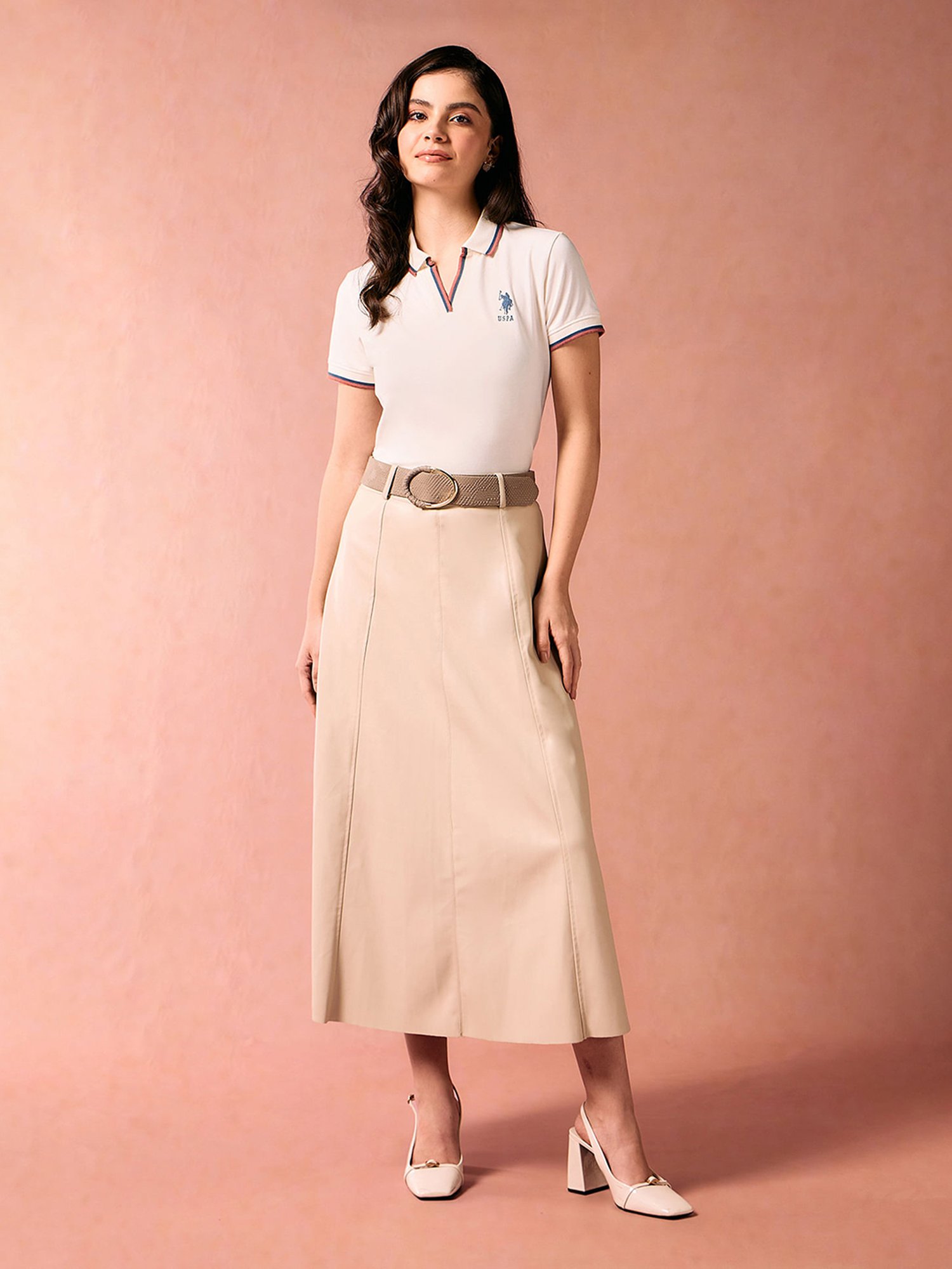 U.S. Polo Assn. White Logo Print Polo T-Shirt