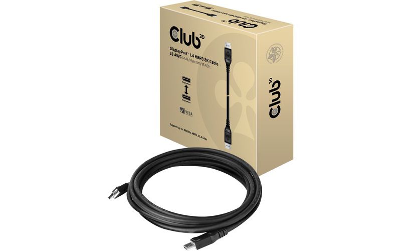 Club 3D DisplayPort 1.4 HBR3 8K Cable Male/Male 5M / 16.40ft. - 16.40 ft DisplayPort Video Cable for Monitor, PC, Notebook