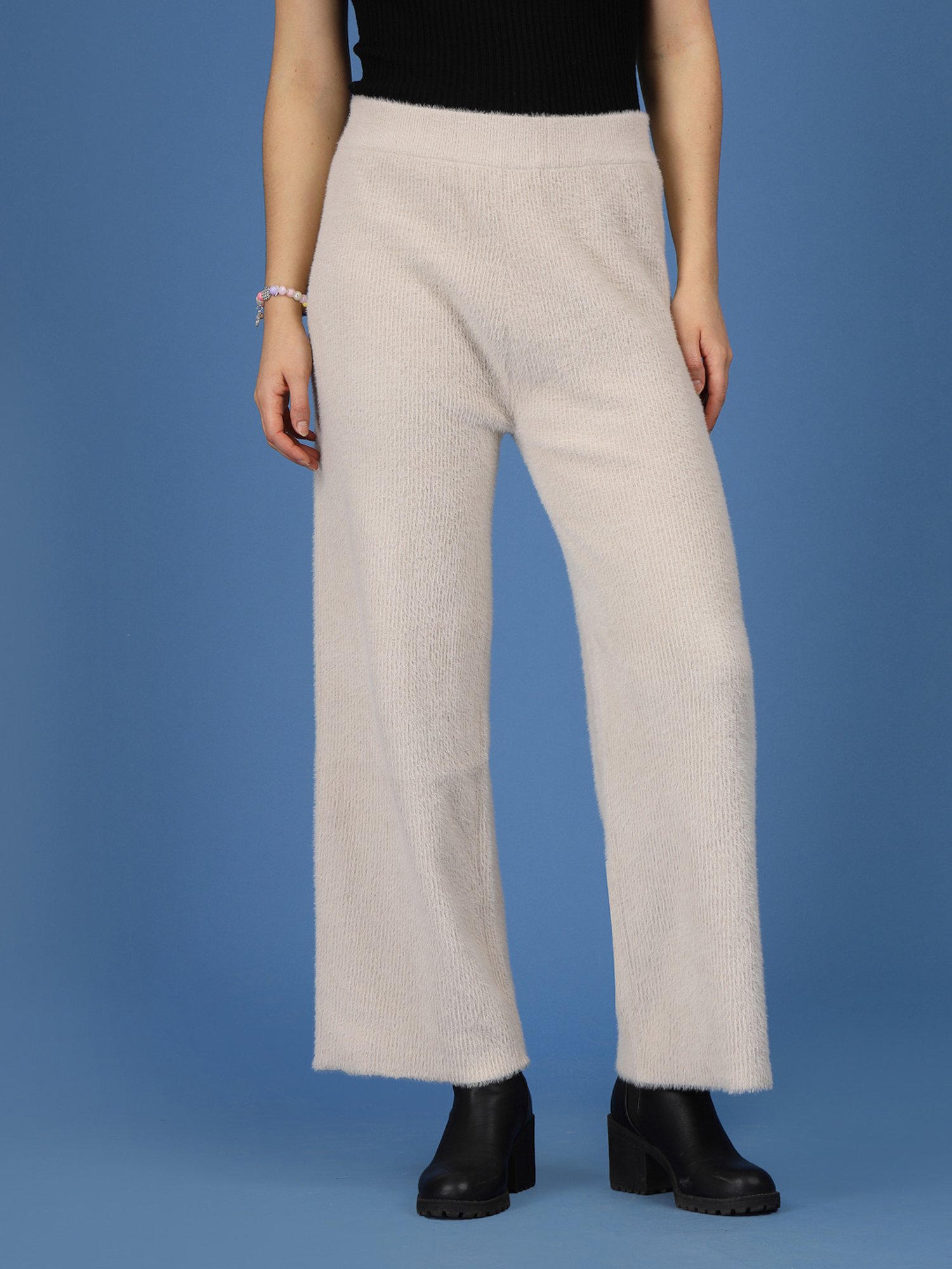 Mafadeny Beige Regular Fit Mid Rise Palazzos