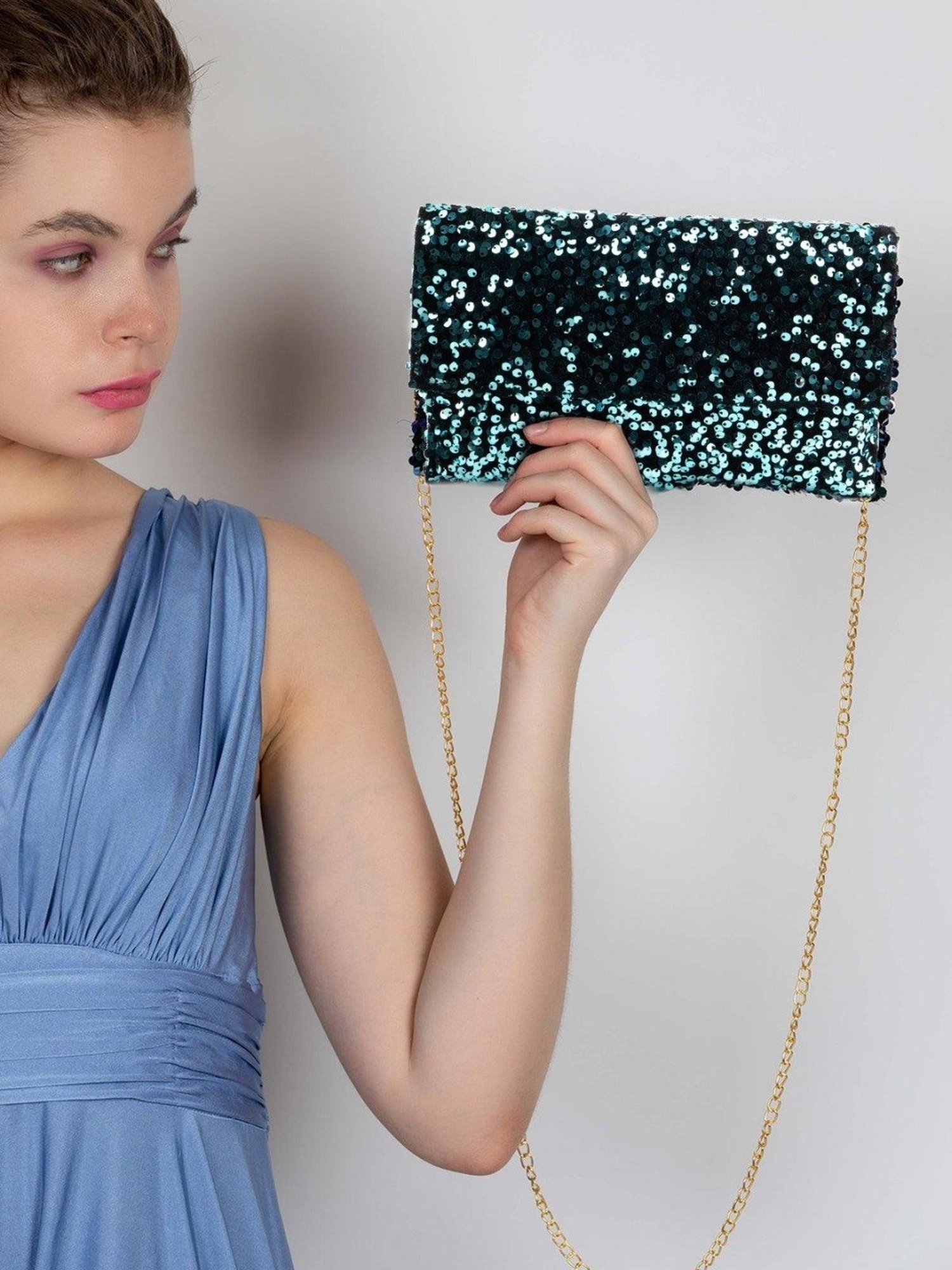 Odette Green Embellished Sling Handbag