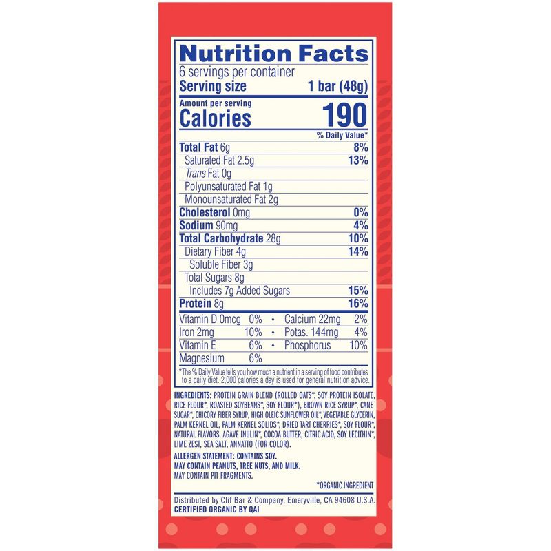 LUNA Bar with Prebiotics - Wild Cherry - Gluten Free Snack Bars - 10.14oz/6pk