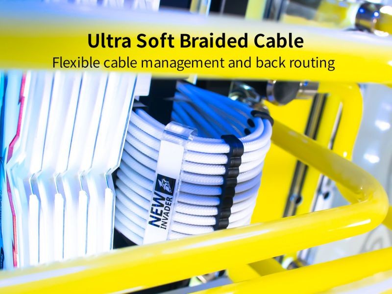 Graphics Card 6+2Pin 8Pin Male to Male Adapter Power Cable for Great Wall Dragon Module Power Supply with Net Cover,Black,about 58cm