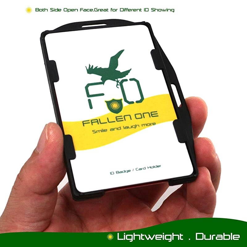 50 Pack Double Sided ID Badge Holders Hard Plastic Id Card Holder for Lanyard, Horizontal and Vertical Dual-Use, Hold 2 ID Cards