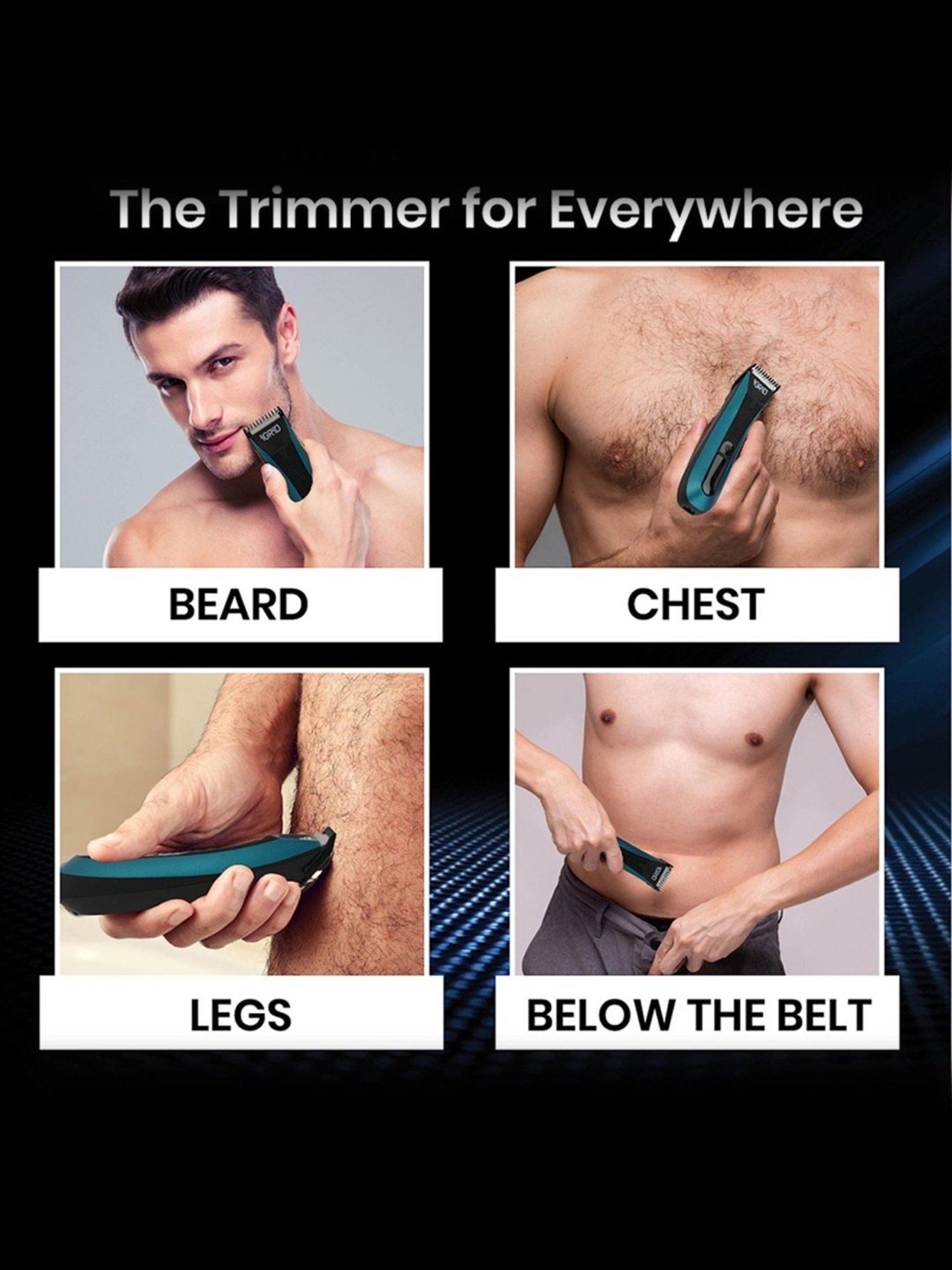 iGRiD IG4015 Groin & Body Trimmer with Ceramic & Curved Stainless Steel Blades, 90 Min Run Time