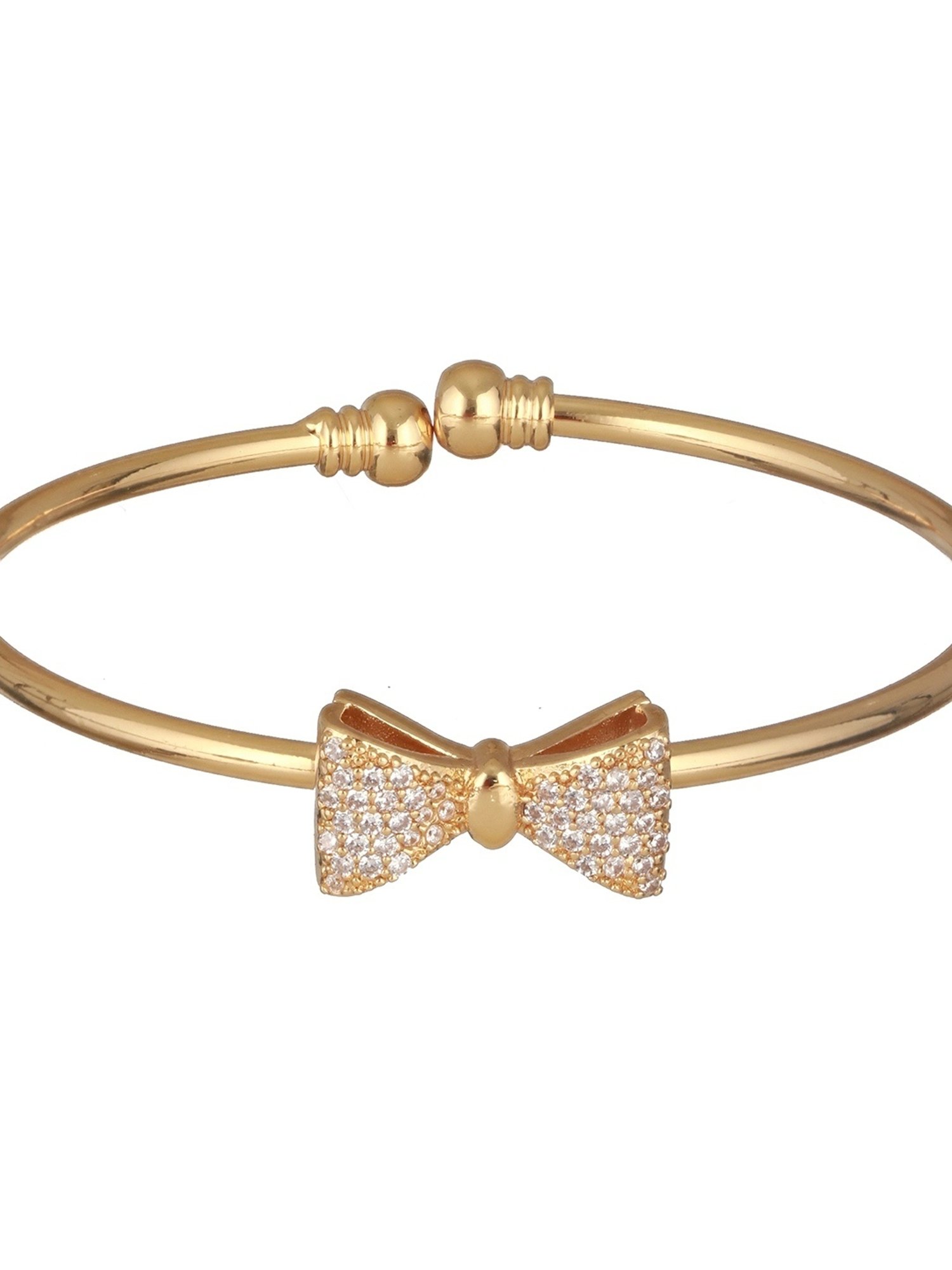 Prita by Priyaasi Studded Bow Gold-Plated Cuff Bracelet