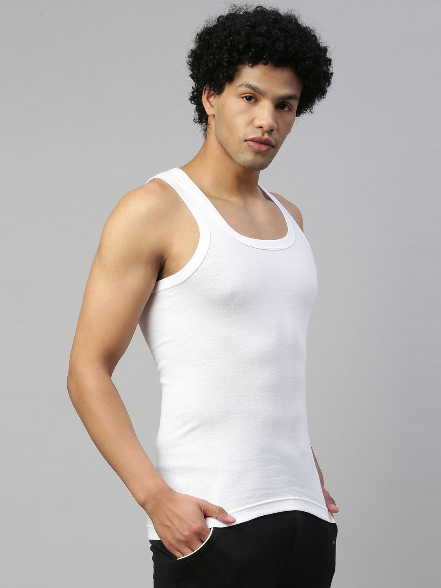 DIXCY SCOTT MAXIMUS White Cotton Regular Fit Vest - Pack Of 2