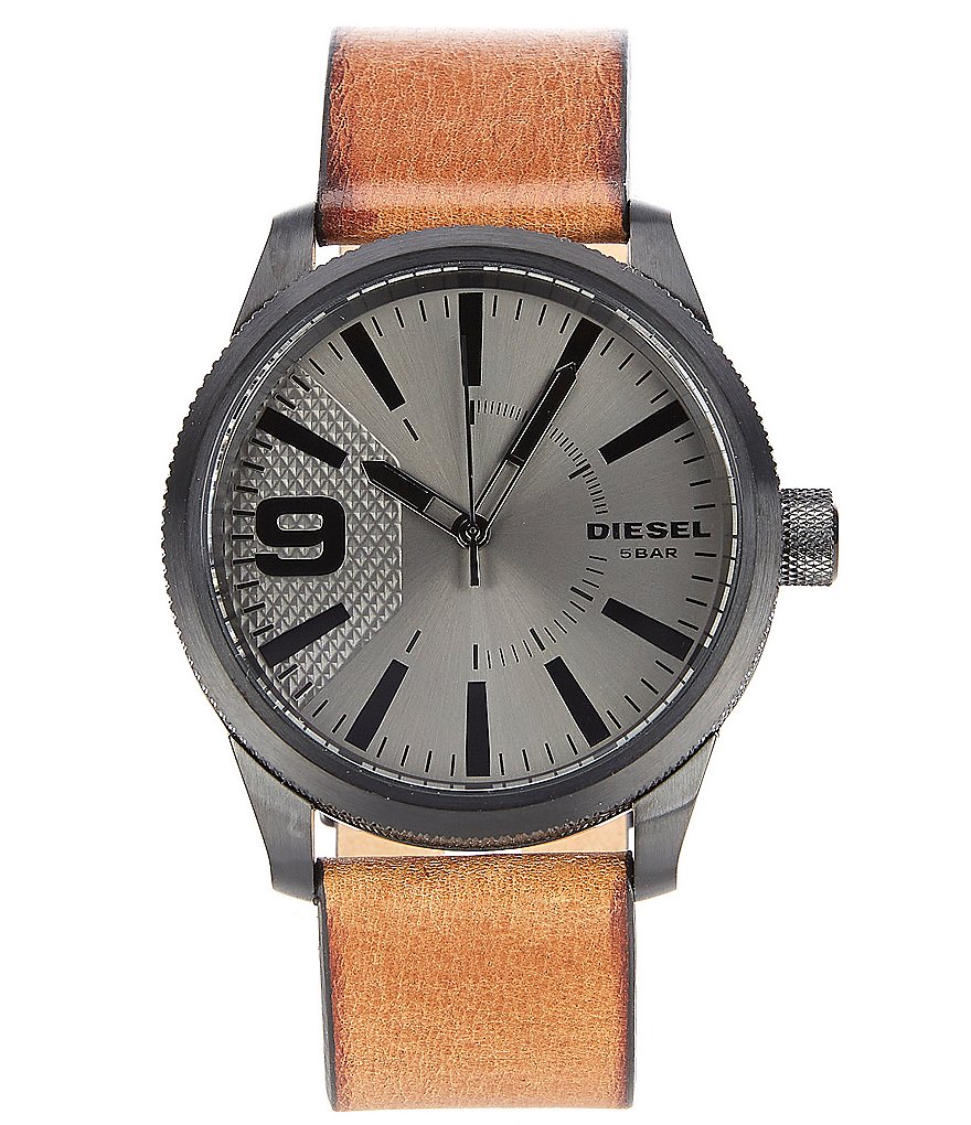 Diesel Rasp Men's Three Hand Brown Leather Watch