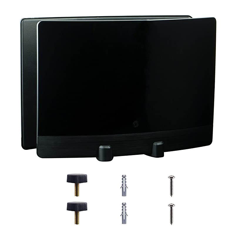 GE  Optima TV Antenna 60 Mile Range HDTV VHF UHF Indoor Signal Enhancing Reflector Panel 10 Ft Coax Cable Black 34137