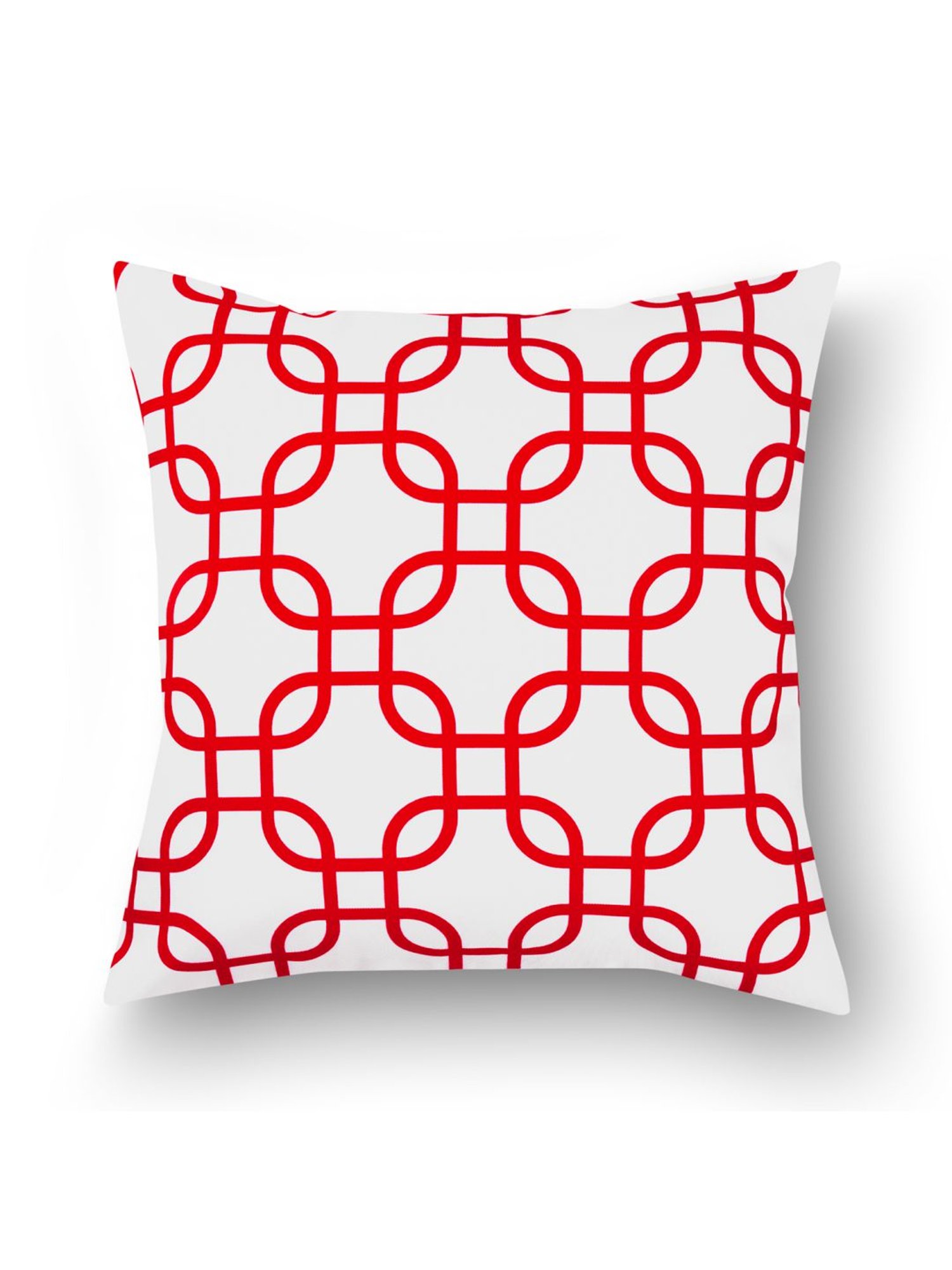 Swayam Red & White Cotton 60 cm x 60 cm Cushion Covers - Set of 5
