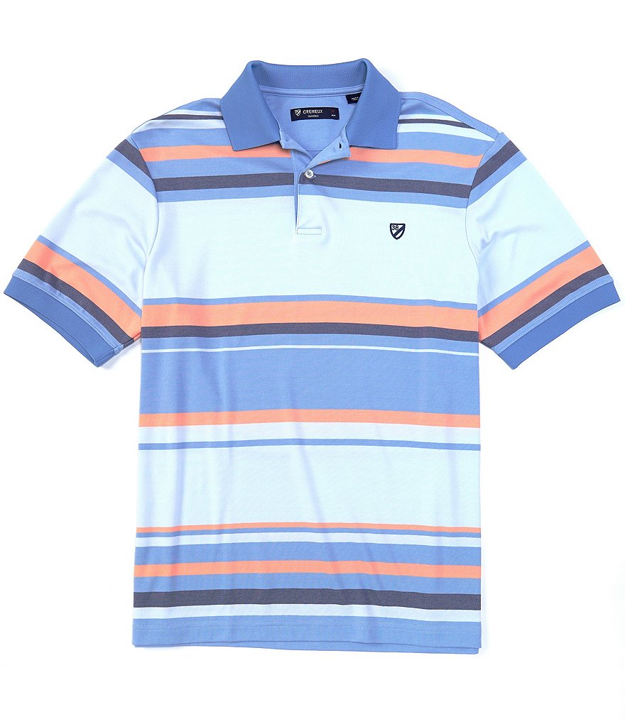 Cremieux Cotton Blend Vertical Stripe Short-Sleeve Polo Shirt