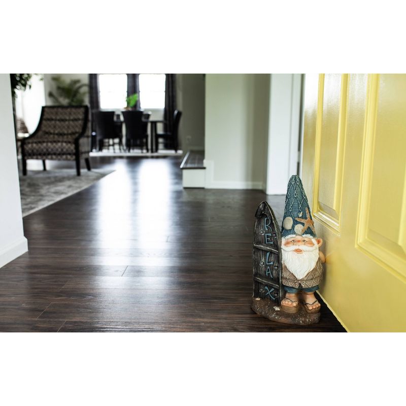 15.59" Resin Solar Surfing Sol Beach Gnome - Exhart