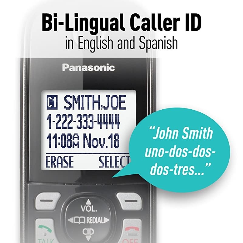 Expandable Cordless Phone System with Link2Cell Bluetooth, Voice Assistant, Answering Machine and Call Blocking - 4 Cordless Handsets - KX-TGD564M (Metallic Black)