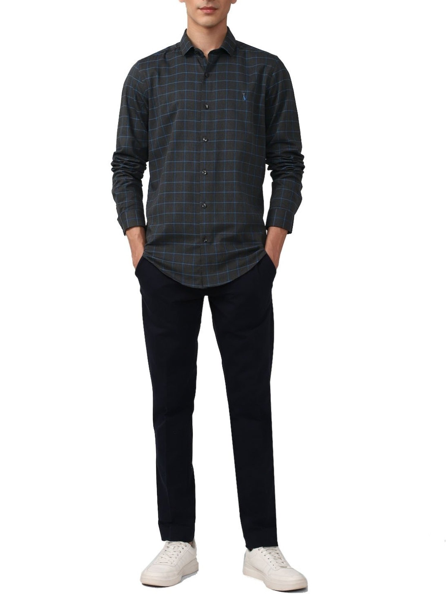 Simon Carter London Grey Checks Slim Fit Shirt