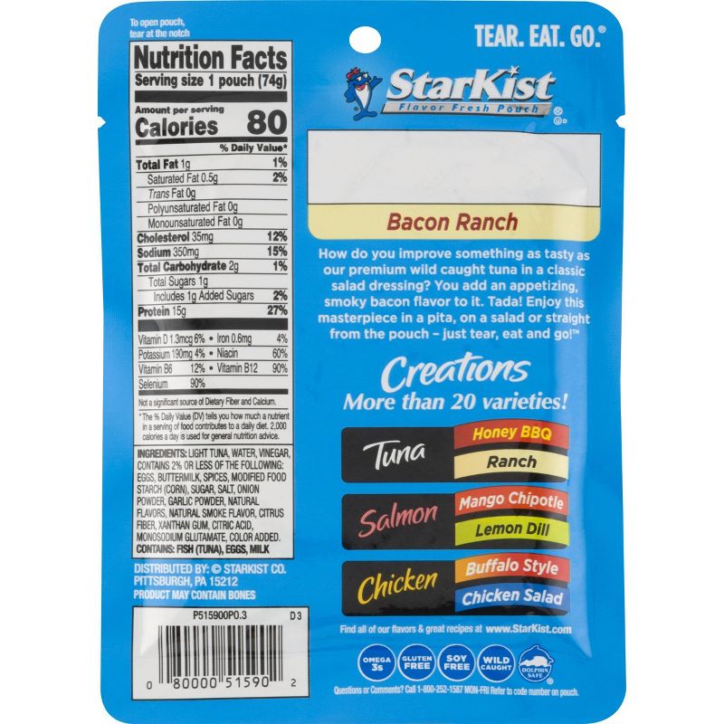 StarKist Tuna Creations Bacon Ranch Pouch - 2.6oz