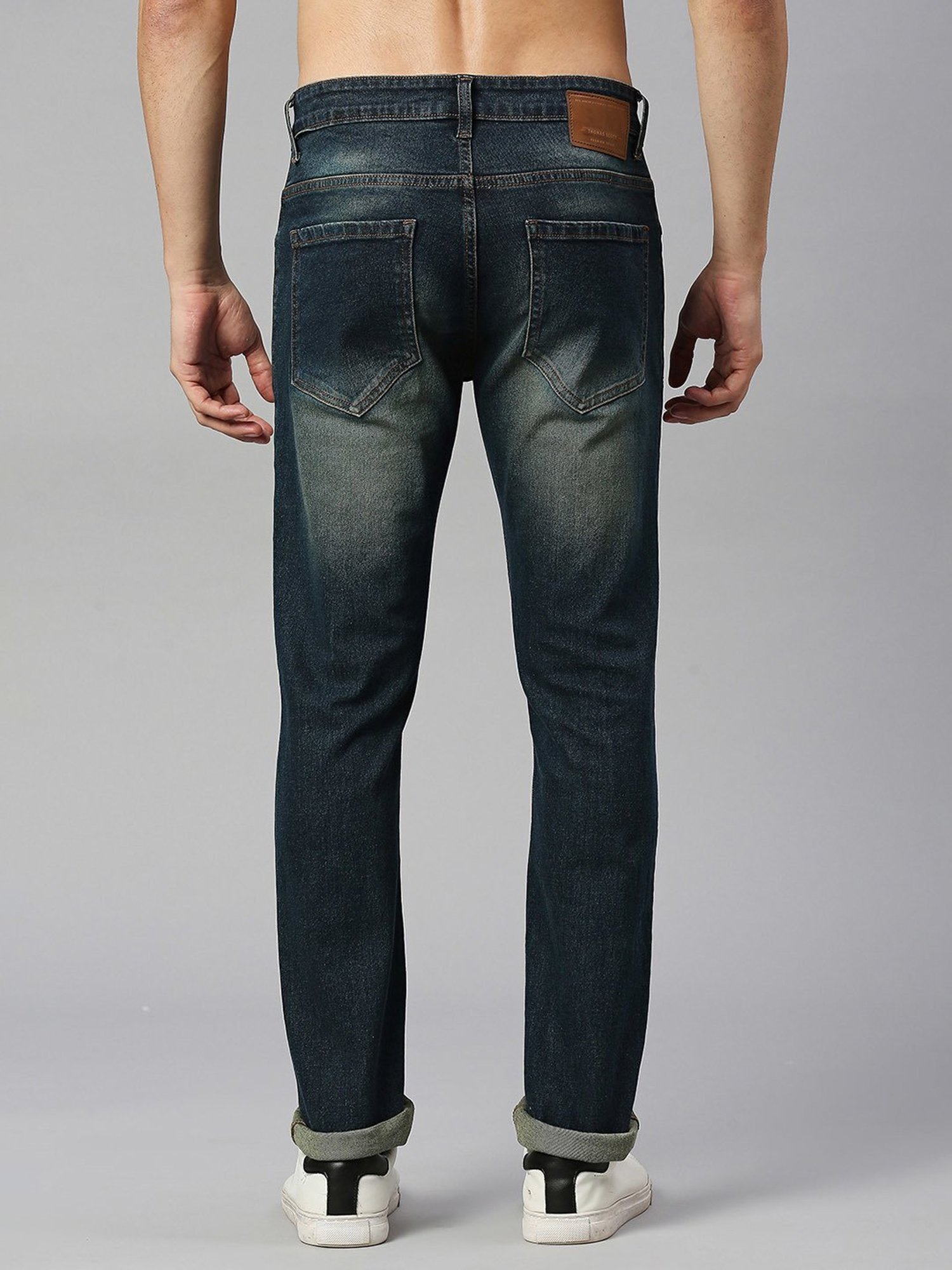 Thomas Scott Dark Blue Slim Fit Heavily Washed Jeans