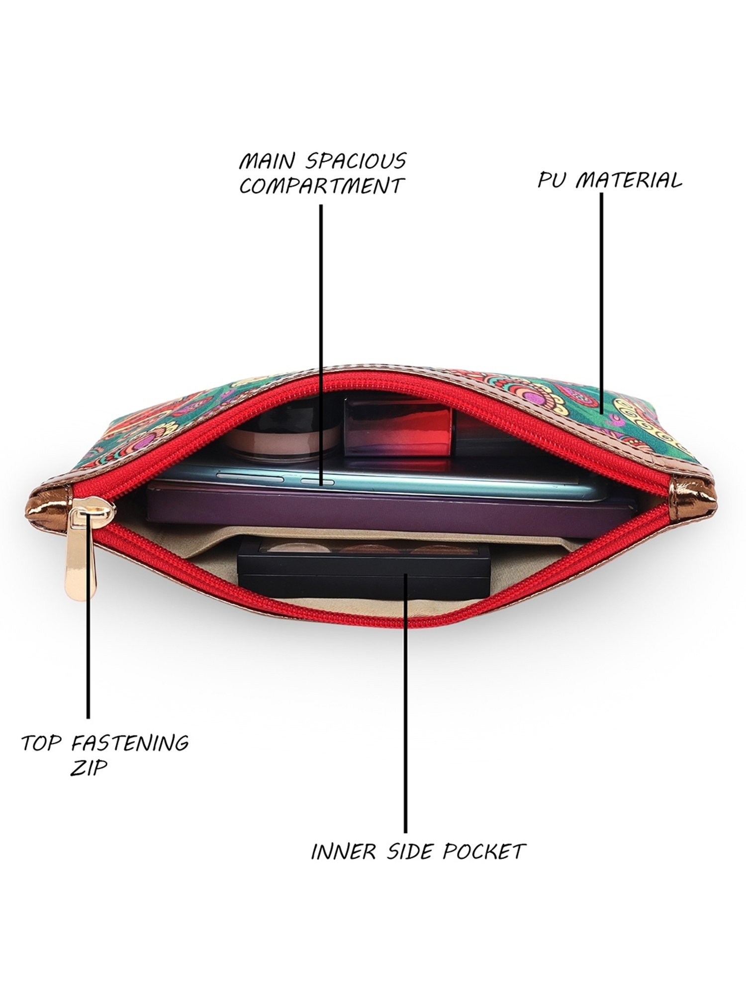 Sabhyata Paisley Multicolor Printed Small Pouch for Women