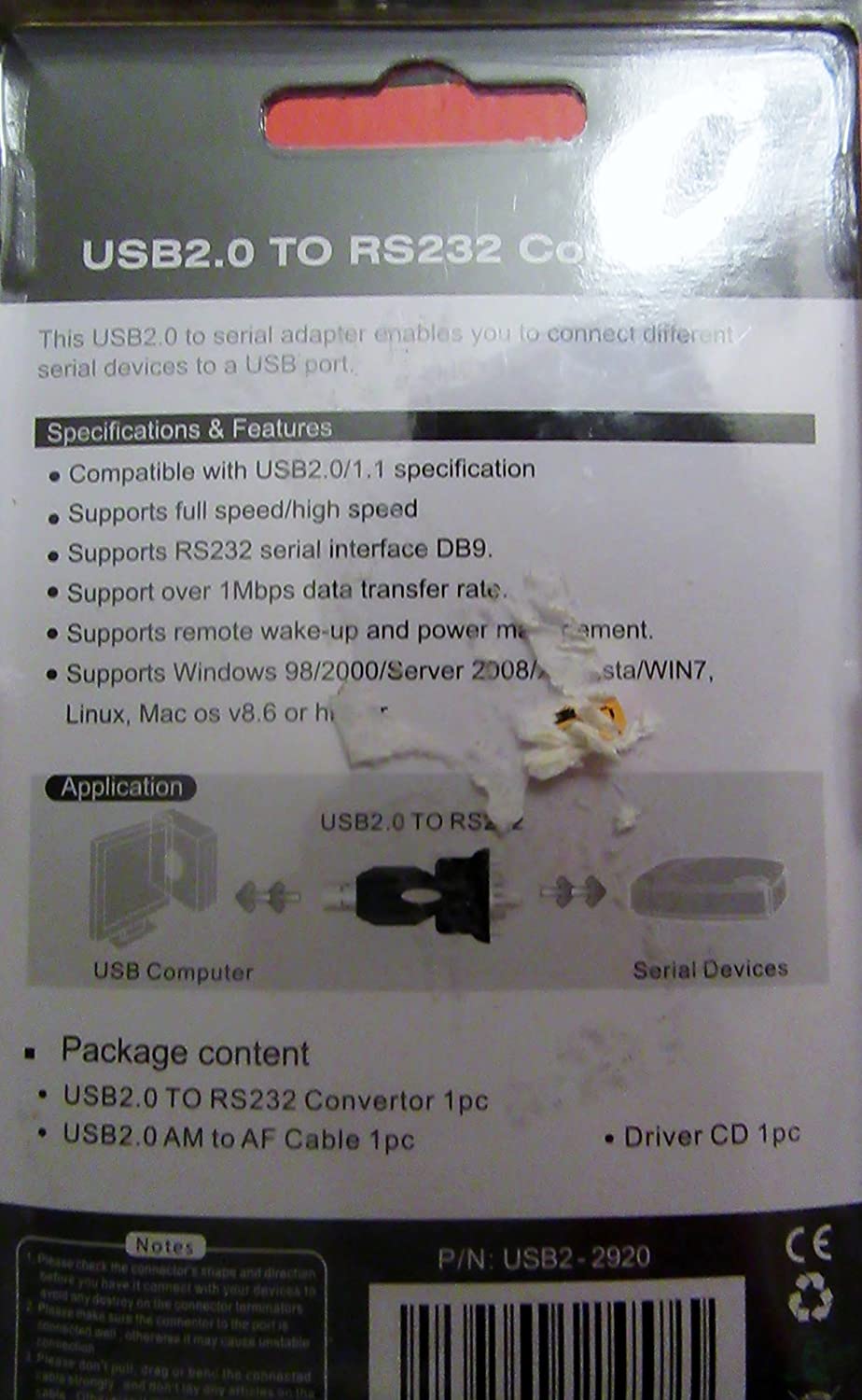 Nexhi USB-2920 FTDI Chipset High Speed USB 2.0 to Serial RS-232 DB-9 Converter